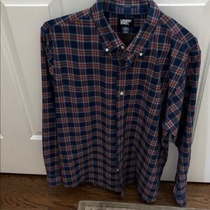 Lands' End Navy and Red Plaid Shirt